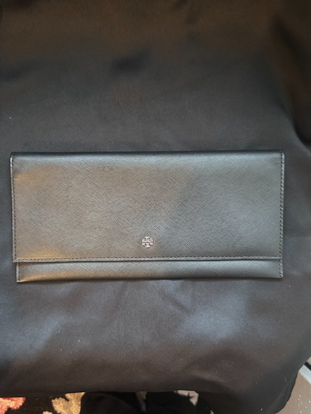 Tory Burch Black Leather Slim Clutch